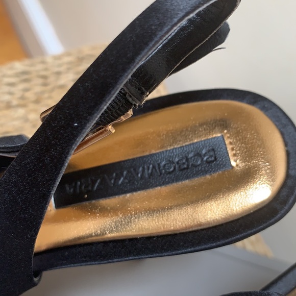 BCBGMAXAZRIA Black satin peep toe stilettos - Picture 2 of 9